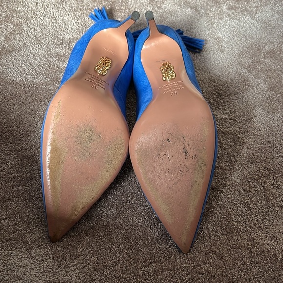 Aquazzura blue Suede Marilyn Tassel Pumps - Size 38 - Picture 5 of 5